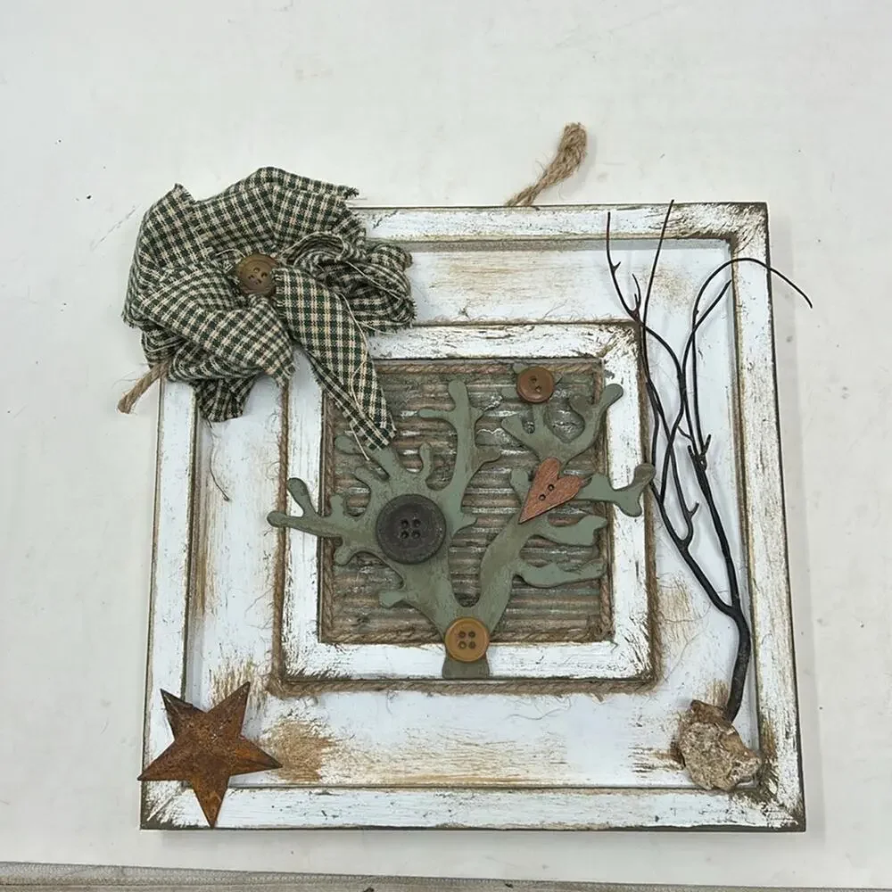 Handmade Distressed Wood Tree Rustic Farmhouse Decor in Frame